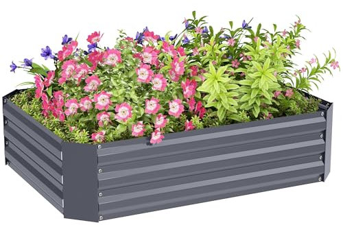 Outsunny Bac à plantes surélevé en acier, bac à fleurs empilable, bac à légumes 120x90x30cm pour le jardin et le balcon, bac à fleurs, plantes et légumes.