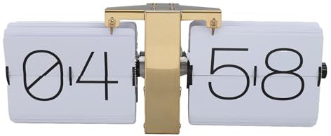 BSTCAR Digital Flip Down Clock, Internal Gear Mechanical Clock, Automatic Tabletop Flip Clock for Home/Office/Room/Study (Gold)