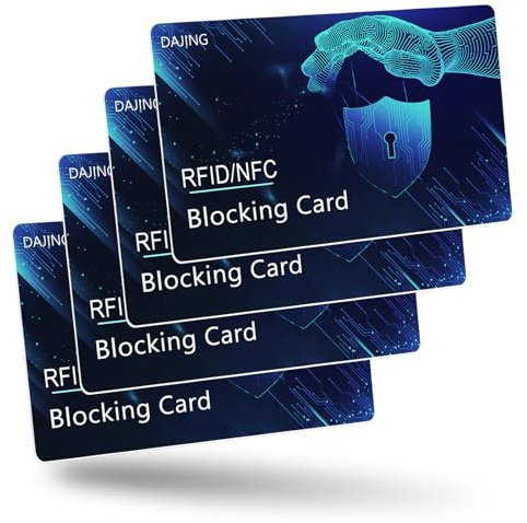 DAJING RFID Shielding Card 4-Piece Set - Ultra Thin Credit Card Bank Card Protector, Anti Theft, Anti Brushing, and Anti demagnetization (Blue Version -4-Piece Set)