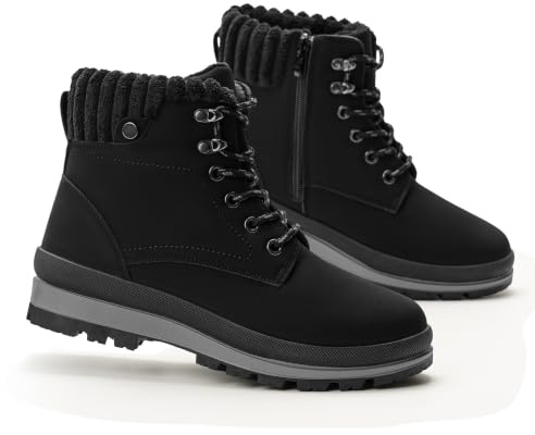 GLAMORA Bottes d'hiver imperméables avec doublure chaude, semelle antidérapante, thermiques en cuir synthétique