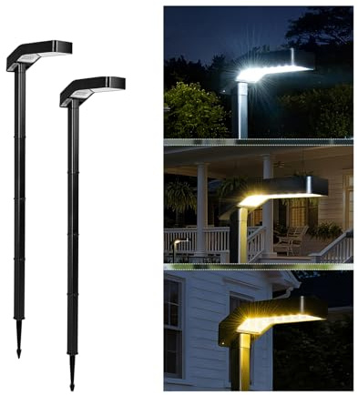 A.bigwhale Luces Solares LED Exterior Jardín, Impermeable 70 LEDs lluminación de Caminos 3000K/4000K /6000K, Luz Solar Exterior Jardin para Exteriores Terraza Pasarela Patio Césped Suelo (2 Piezas)