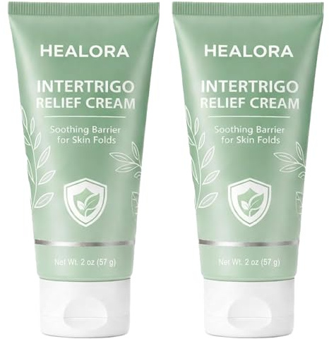 Hlonns Healora Intertrigo Cream, Skin Fold Care & Chafing Support Cream, With Zinc Oxide Undecylenic Acid, Witch Hazel Extract, Tea Tree Oil, Supports Skin Comfort, for Friction-Prone Areas, 2 oz (2)