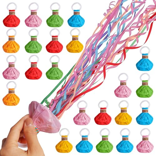 24 pezzi di lancio stelle filanti coriandoli stelle filanti compleanno mano lancio streamer bombe party stelle stelle filanti cannone per compleanno matrimonio Natale carnevale (colore casuale)