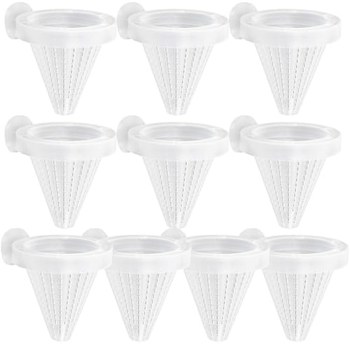Beaupretty 10pcs Aquarium Fish Feeder Cone with Suction Base Worm Feeding Cup for Fish Tanks Suitable for Live Red Worm and Bloodworm Feeding Random Color