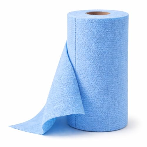Terryshop74® Rotolo Panni in Microfibra 30x30 cm Pretagliati – 30 Panni Riutilizzabili e Lavabili, Super Assorbenti Multiuso per Pulizia Casa, Cucina, Vetri, Bagno e Auto – Colori misti (Blu)