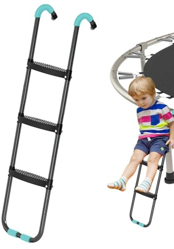 Trampolinstege Universal Fit - Säkerställ Säker Och Enkel Åtkomst För Dina | Barn | Halkfria Trappsteg 3-stegs Säkerhetstrappa | 6FT-16FT Utomhustrampolinanvändning, Väderbeständig Kraftig Metallr