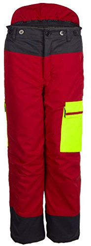 Schnittschutzhose Forstschutz-Bundhose rot/anthrazit/ leuchtgelb EN 381 Klasse 1 Form A Größe 50/52
