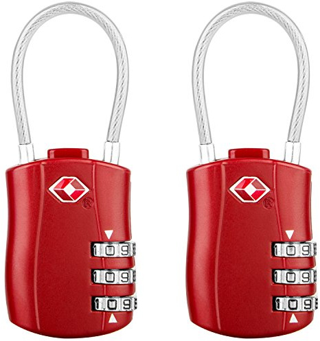 Diyife TSA Gepäckschlösser, 3-stelliges Sicherheitsschloss, 2 Stück, Rot