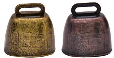 Healifty Lot de 2 cloches de vache en métal style vintage Noisemaker pour jeux de football, mariage (bronze, rouge bronze)