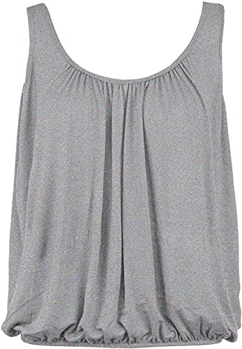 Love My Fashions® Women Vest Top Round Scoop Neckline Bubble Hem Straps Sleeveless Top Vest for Women UK Light Grey
