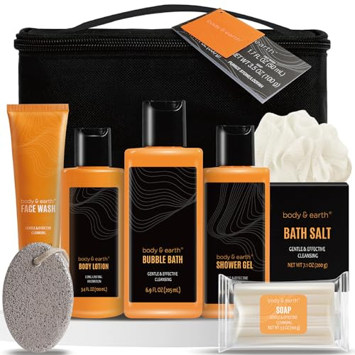 Geschenke für Männer, BODY & EARTH 8 Pcs Zitrusduft Herren Geschenkset mit Duschgel Shampoo Gesichtswäsche Körperpeeling Usw, Geburtstagsgeschenke, Valentinstagsgeschenke