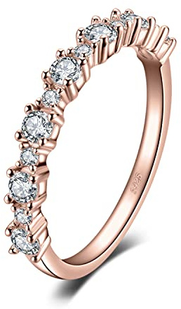 JewelryPalace Anillo Mujer Plata de Ley 925, Anillo Promesa Media Eternidad Apilable, Banda de Boda Clásico, Anillos Niña Elegante Piedra Preciosa, Conjunto Joyas Mujer