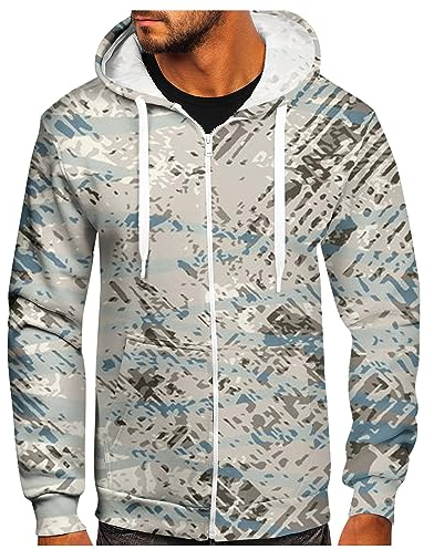 Generisch Men Leather Jacket, Men's Zipper Sweater Coat Printed Fashion Hooded Sweater Black Jacket Motorradjacke Mit Protektoren Reflektierende Jacke Winter Sicherheitsweste Coats For (XXL, Weiß)