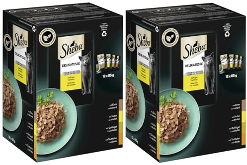 SHEBA Portionsbeutel Mutlipack Delikatesse in Gelee Geflügel Variation 2 x 12 x 85g