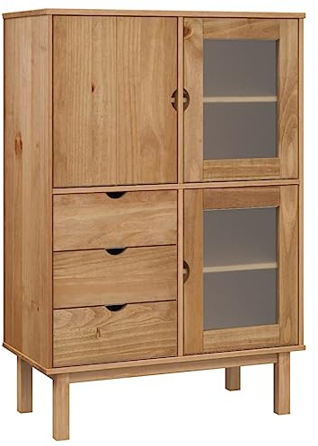vidaXL Highboard Living Room Furniture Cupboard Storage Cabinet Highboard Home Organiser Sideboard Cabinet OTTA 85x43x125 cm Solid Wood Pine