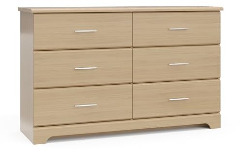 Storkcraft Brookside 6-Drawer Dresser (Driftwood) – GREENGUARD Gold Certified, Wood Dresser for Bedroom, Kids & Nursery Storage Chest, Safety Interlocking Drawers, Pre-Installed Tracks, Kids Chest