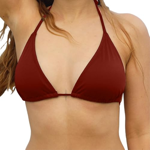 MYLILY Reggiseno Bikini Triangolo Donna | Allacciatura al Collo con Coppe Estraibili | per Seno Grande & Taglie Forti | per Piscina & Spiaggia | Oeko-Tex, Regolabile, Premium, Vegano |Rosso, XS
