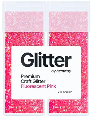 Hemway Craft Glitter Shaker Fluorescent Pink 130g x2 Pack Fine | for Resin & Epoxy Crafts, Christmas Art Supplies, Nail, Body, Face, Eye, Festival, Crafting, Slime, Sparkle