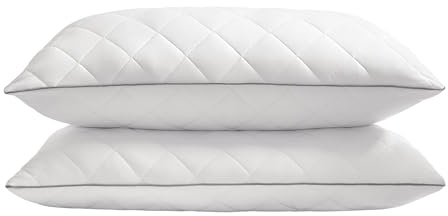SONGMICS HOME Cuscini Letto Set da 2, Usi su 2 Lati, 50 x 70 cm, Federa Rinfrescante, Imbottitura 650 g, Inverno Estate, Lavabile in Lavatrice e Asciugabile Inferiore a 60°C, Bianco Nuvola TBP024W01