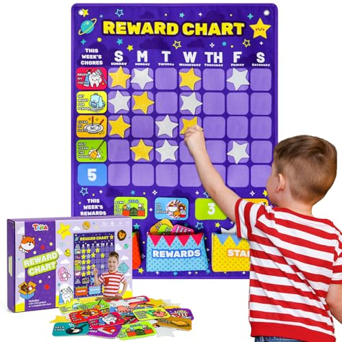 Taika 25.5x19 inch Daily Calendar Chart, Behavior Reward Chart, Training Chore Felt Board, Schedule for Kids, Responsibility Daily Board, Behavior Checklist