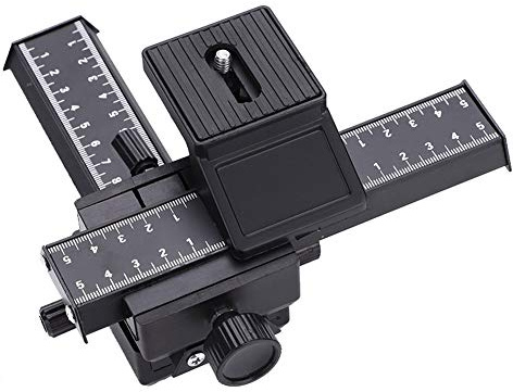Deslizador de riel de Enfoque de Enfoque Macro de 4 vías, Tornillo de Montaje de 1/4, para fotografía Macro y Primeros Planos, Compatible con cámara DSLR, videocámara
