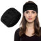 LOPHE Winter Head Wraps, Thick Cable Knitted Ear Warmers, Soft Lining Headbands for Women & Girls - Sports, Skiing, Running (Black)