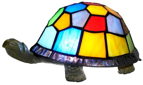 NUODITOS Lámpara Tiffany Tortuga Vidriera Tortuga Luz de Noche Pequeña Lámpara de Mesa para Cabecera Sala Decoración de Habitación Infantil