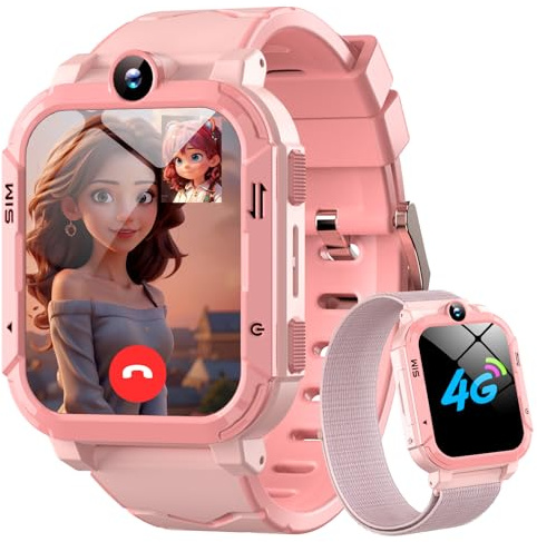 Blackview 4G Kids Smart Watch | GPS+LBS+Wi-Fi Tracker & SOS Function | 2-Way Video/Voice Chat/Calls/SMS | Sleep Monitor | Pedometer | Class Mode, Camera, Games | Birthday Gift for Boys Girls -2 Straps