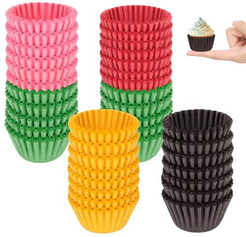 Dreamtop 1000 mini moldes de papel para hornear, forros para cupcakes a prueba de grasa, vasos de papel de chocolate, caramelos, envoltorios para magdalenas, trufas, para fiesta de jubileo