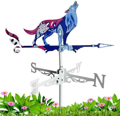 Krmoau Veleta de metal para jardín, grifo con diseño de gallo e indicador de dirección del viento, bandera decorativa en forma de animal para jardín, granja, cobertizo, techo y decoración exterior