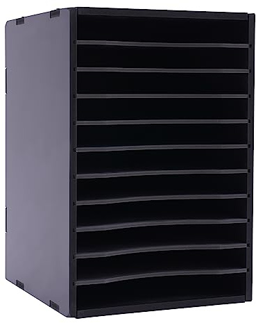 11 nivåer kontor skrivbord organisatör dokumenthållare upp till 60 kg, 27 x 30 x 40 cm litteraturarrangör av kompositplatta och PVC med 2,9 cm mellanliggande avstånd dokumentfack lådlåda kontorslåda