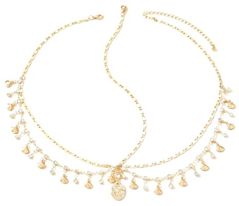 Egyptian Gold Headpiece, Rhinestone Boho Chain, Festival Costume Headband