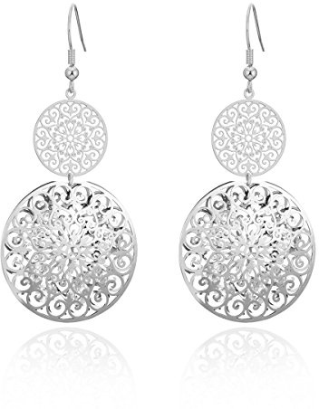 Hohler Baumel Ohrringe für Damen, hypoallergen rosévergoldet/versilbert Tropfenohrringeinsatz Zirkonia-Kristall (Versilbert)