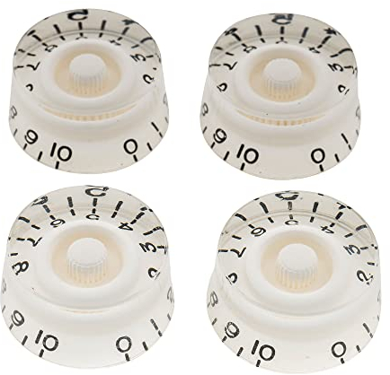 Musiclily Pro Imperial Zoll Gitarre Knöpfe Zylinder Potiknöpfe Speed Knobs für USA Les Paul Style E-Gitarre, Weiß (4er Set)
