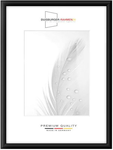 DR24 Marco de fotos de 34 x 48 cm (negro mate) a medida, marco de madera de densidad media de 35 mm de ancho, incluye cristal sintético antirreflectante, parte trasera estable, pasadores de flexión y