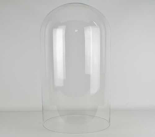EMH, Campana e cloche in vetro trasparente soffiato a bocca, realizzata a mano, circolare, per esposizioni, 50 x 25 cm
