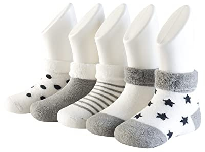 Adorel Baby Boys' Warm Socks Thick Winter Cotton Pack of 5 Grey 1-3 Years (Manufacturer Size: L)