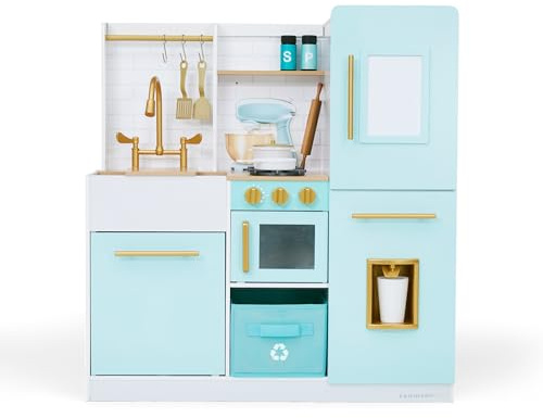 Teamson Kids Biscay Delight Classic Play Kitchen with Magnetic Refrigerator, Mint