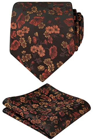 Alizeal Mens Small Floral Patterned Tie & Hanky Set | Stylish and Unique, Perfect for Business Wedding Party