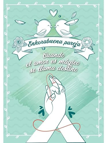 Antracita Tarjeta Boda Pajaritos Manos Entrelazadas 15x23cm
