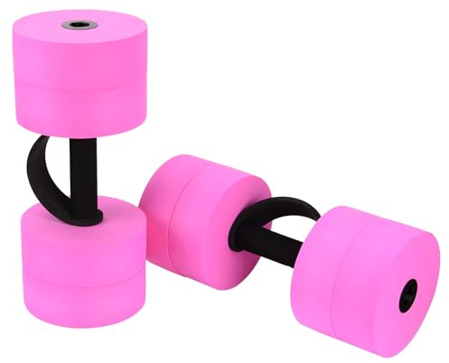 BOOSTEADY Aquatic Exercise Dumbbells Water Dumbbell Pool Resistance Aquatic Fitness Barbells with 8 High-Density EVA Foam Pool Weights Dumbbells, for Water Aerobics Weight Loss-PINK