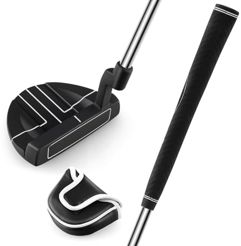 GOPLUS Putter de Golf de 89 cm, Putter de Golf pour Droitier avec Housse de Tête Gratuite et Lignes d'Alignement, Style Maillet pour Hommes et Femmes