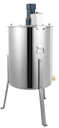 HuKaiL Honigschleuder Elektrisch, 140W 4-Waben Rähmchen Honigextractor Edelstahl 270RPM mit Deckel und Geschwindigkeitsregler, Diagonalschleuder mit 40mm Durchmesser Verarbeitet bis zu 4 Honigfächer