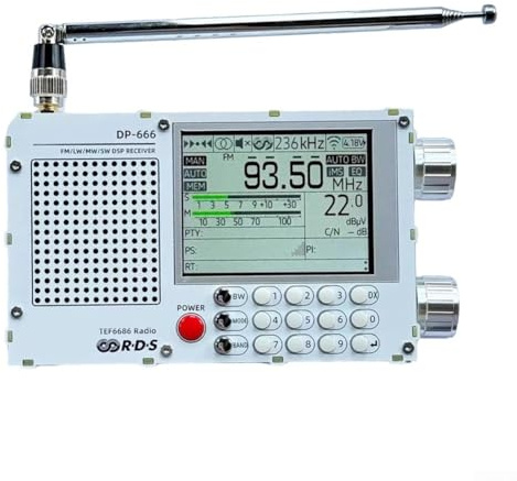 RANRAO DP666 kortvågsradio RDS, TEF6686 högkänslighetsradio fullt band FM AM FM (vit)