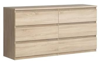 Forte Chelsea - Cómoda Moderna 150 160 con 6 cajones, aparador, aparador de salón, Dormitorio, aparador de Madera de Roble Sonoma, 154 cm de Ancho x 79,9 cm de Alto x 42,2 cm de Profundidad