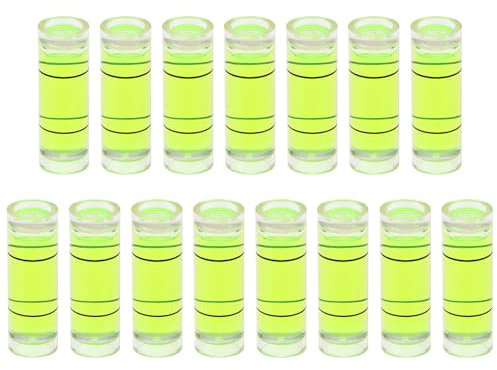 QUARKZMAN 15pz Piccoli Livelli a Bolla Cilindrici 10x30mm PMMA Mini Livello a Bolla Orizzontale Strumenti Misurazione Layout per RV TV Cornice Foto Strumento Livellamento