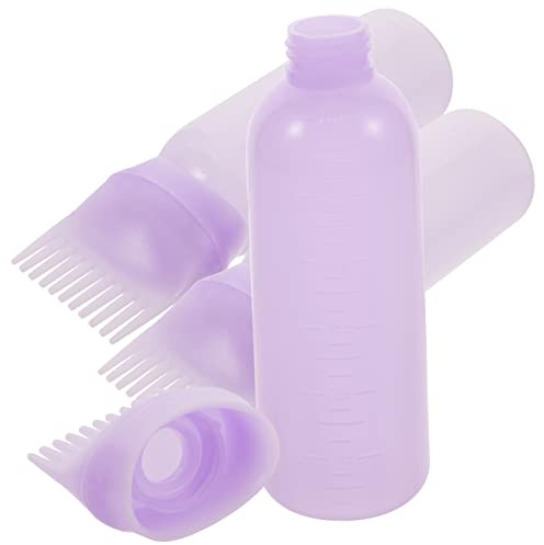 ARTSEWPLY Lot de 3 Flacons Applicateurs Peigne à Racines Violet, Bouteille de Teinture Capillaire Pratique, Flacon de Coloration pour Soins des Cheveux Professionnels à Domicile