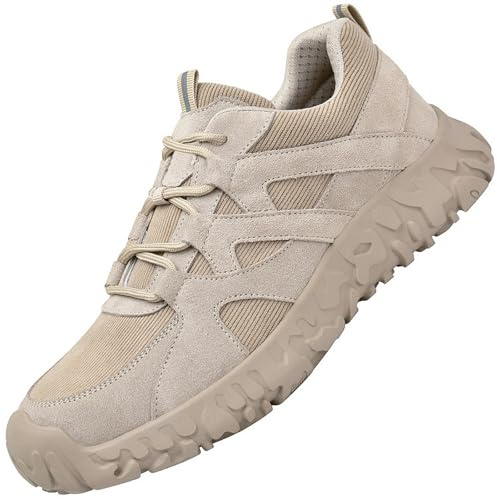 PAMEILA Steel Toe Shoes for Women Non Slip Comfortable Lightweight Slip Resistant Safety Work Shoe Indestructible Construction Composite Khaki, 235
