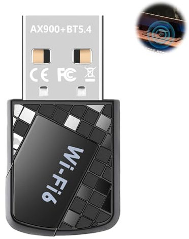 Mini WIFI 6 Dongle USB Bluetooth 5.4 Adapter for PC Laptop Desktop, AX900 2.4GHz 286Mbps & 5GHz 600Mbps Wireless Dual Band Connection, Wi-Fi Supports for Win 11/10/7, Bluetooth Supports for Win 11/10