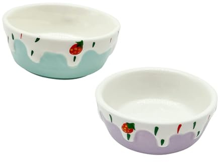 HOODANCOS Ciotole in Ceramica per Piccoli Animali Set da 2 Pezzi, Mangiatoie Resistenti per Criceti, Contenitori Pratici per Cibo Domestico in Ceramica, Adatte per Alimentazione Quotidiana